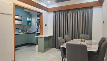 Modern bedroom with decorative wall art and contemporary furnishing