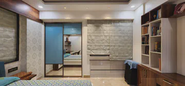 Luxurious bedroom suite with contemporary storage and elegant design