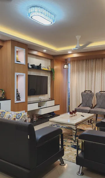 Modern living area with contemporary furniture and minimalist design approach