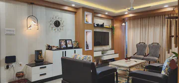 Sophisticated living room with traditional display elements and modern amenities